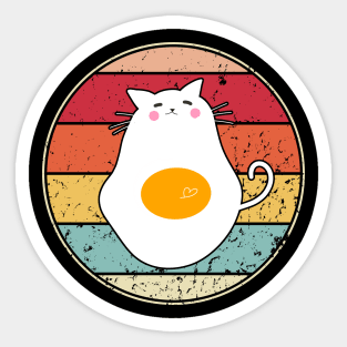 Funny Cute Cat Egg Vintage Sunset Style Sticker